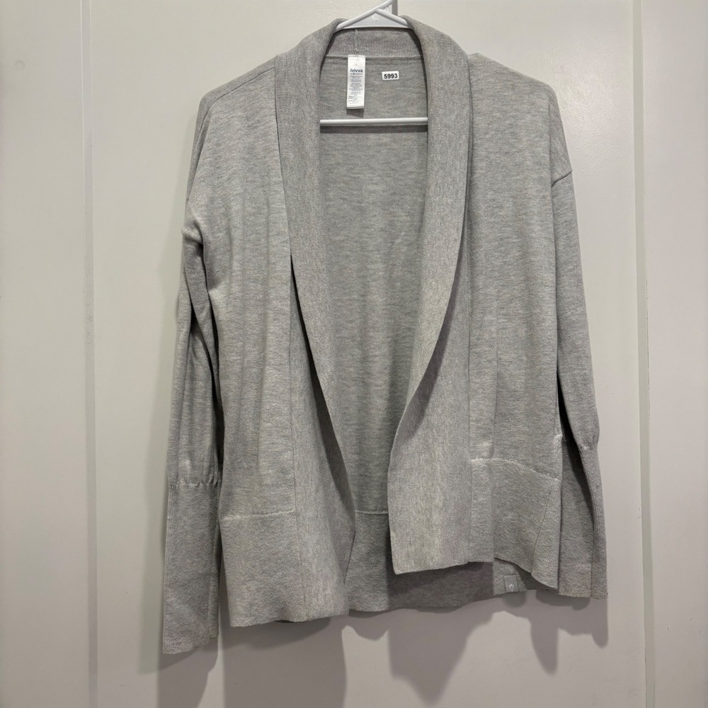Ivivva by Lululemon Girls Size 12 Gray Open Front Cardigan Sweater Long Sleeve